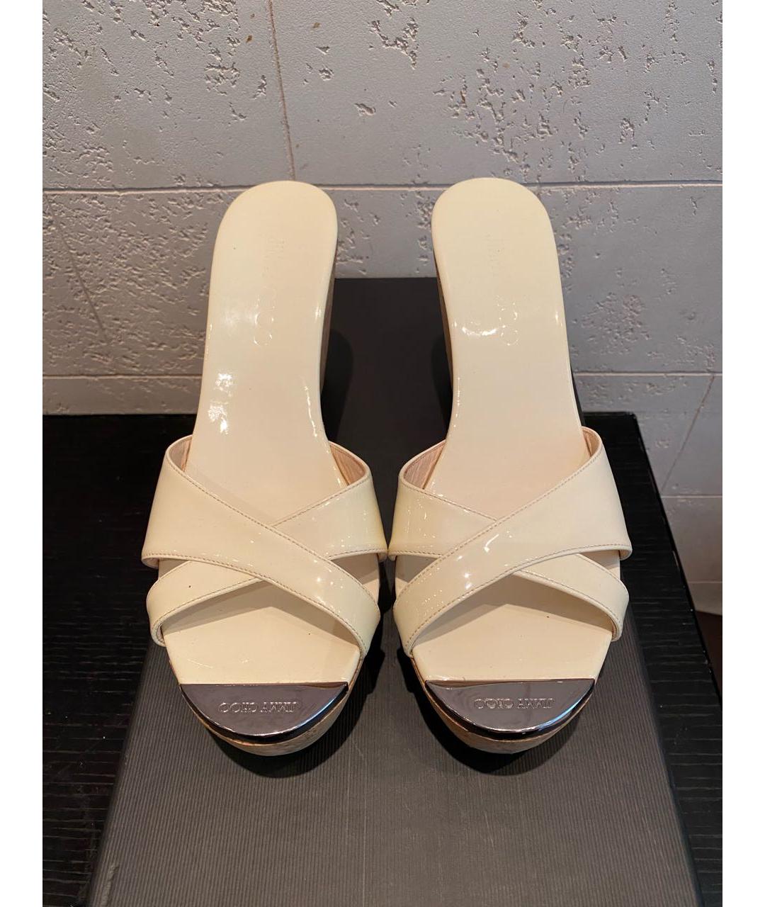 JIMMY CHOO Бежевые кожаные мюли, фото 2