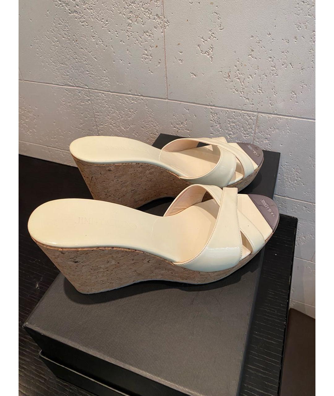 JIMMY CHOO Бежевые кожаные мюли, фото 6