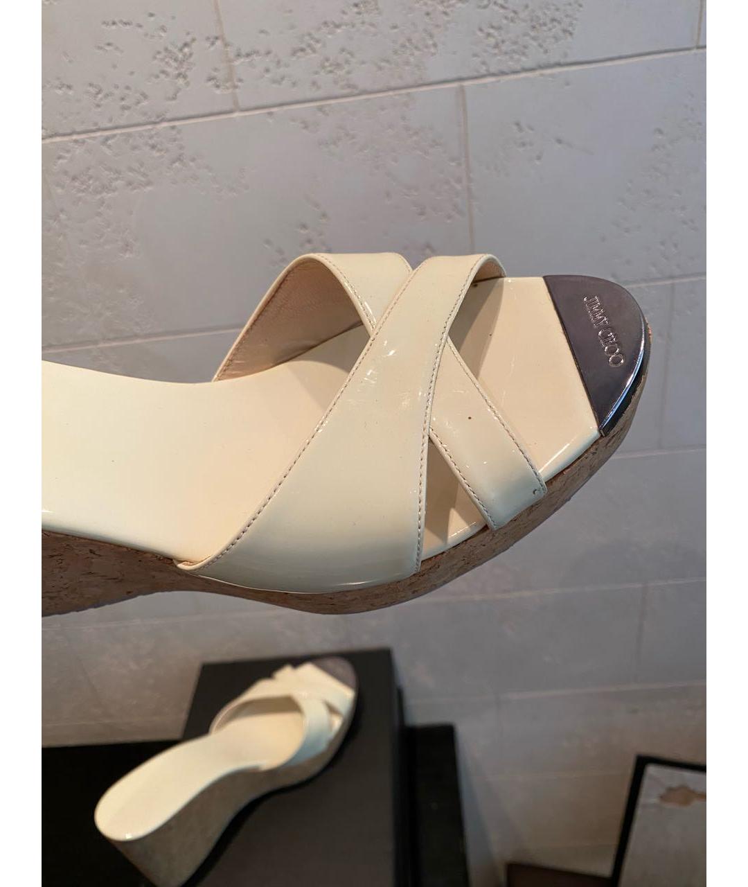 JIMMY CHOO Бежевые кожаные мюли, фото 8