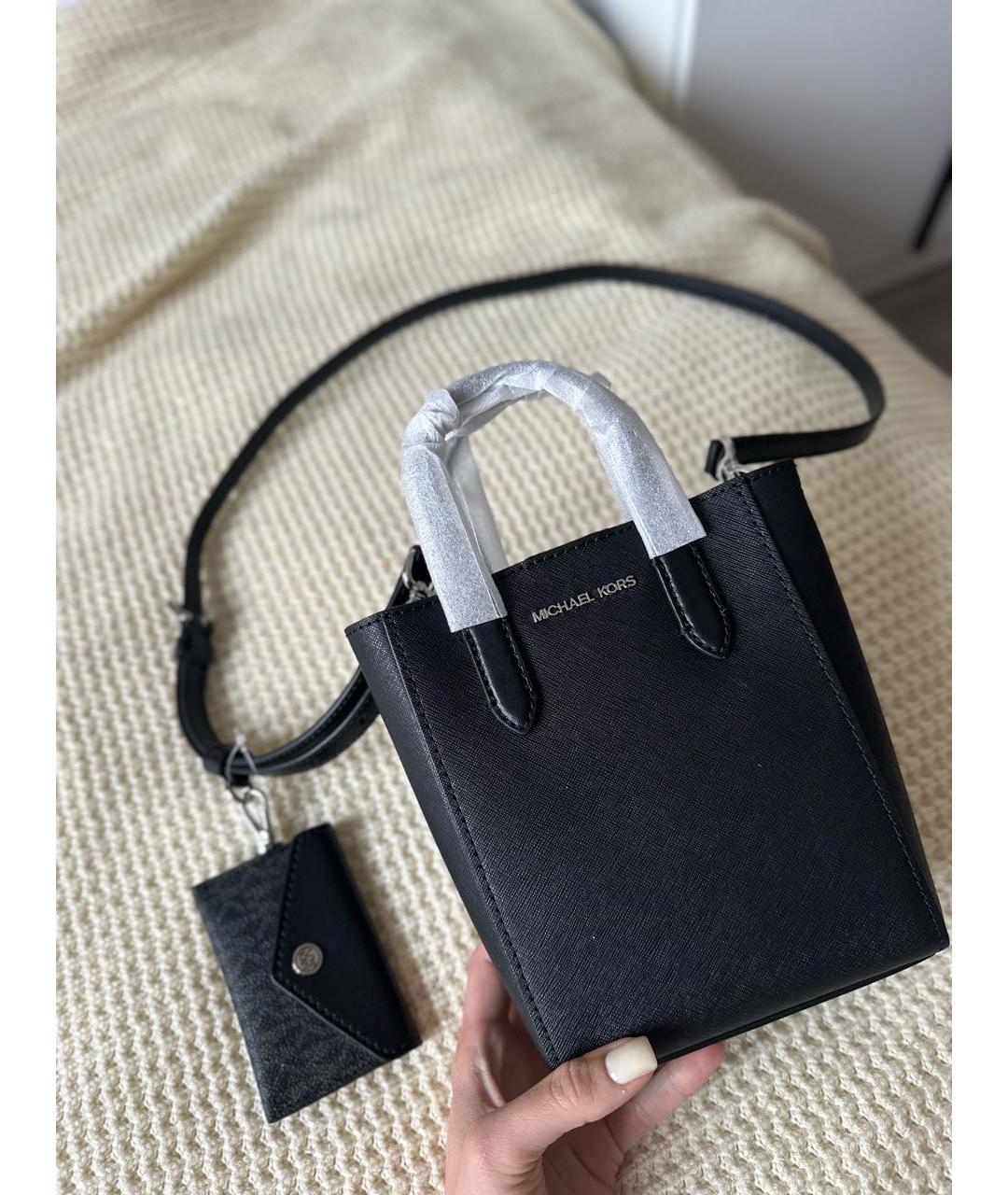 MICHAEL KORS Черная кожаная сумка тоут, фото 2