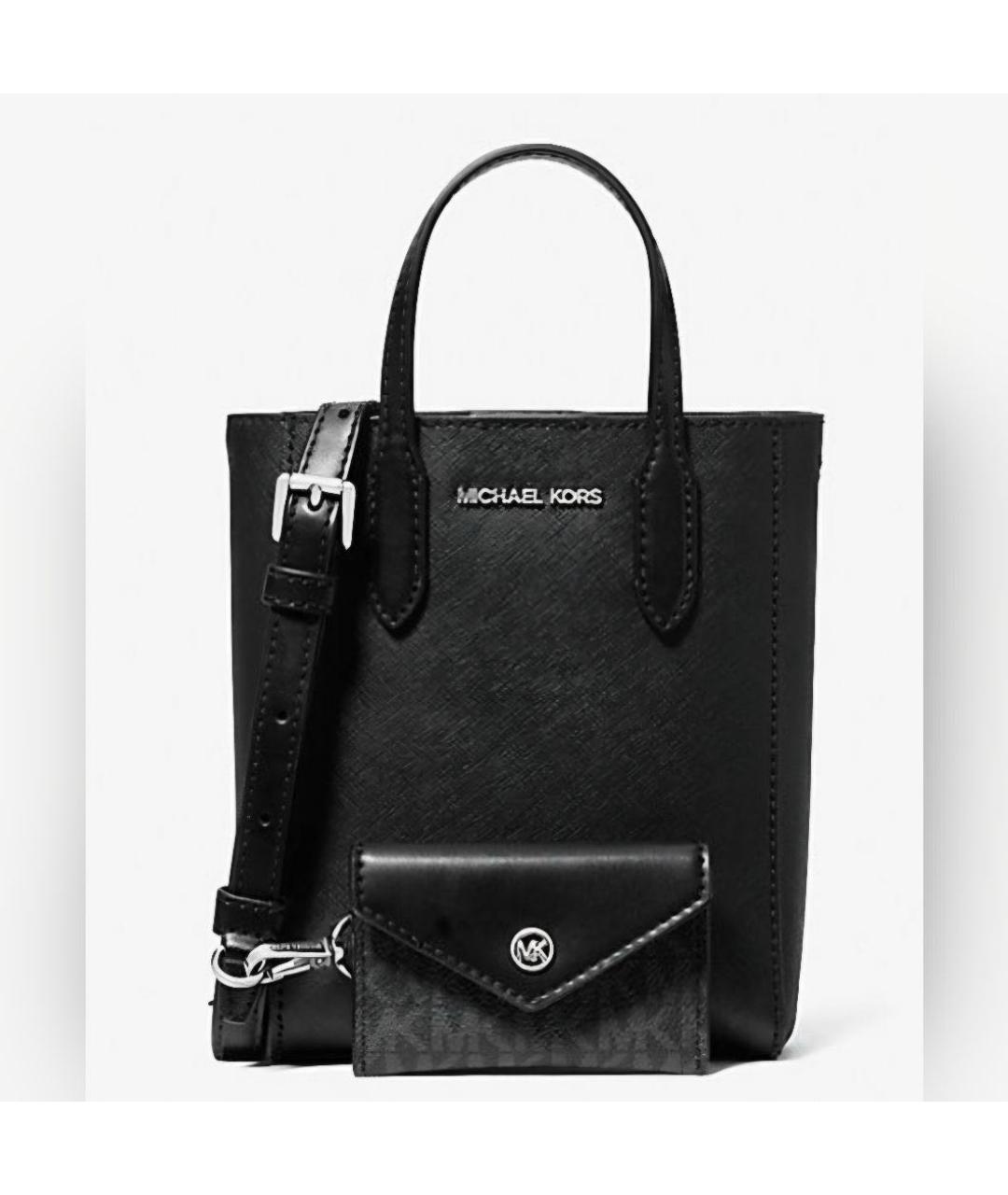 MICHAEL KORS Черная кожаная сумка тоут, фото 4