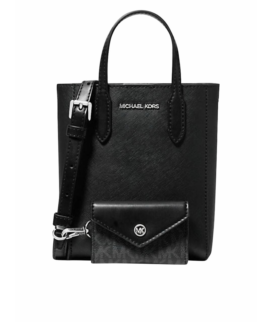 MICHAEL KORS Черная кожаная сумка тоут, фото 1