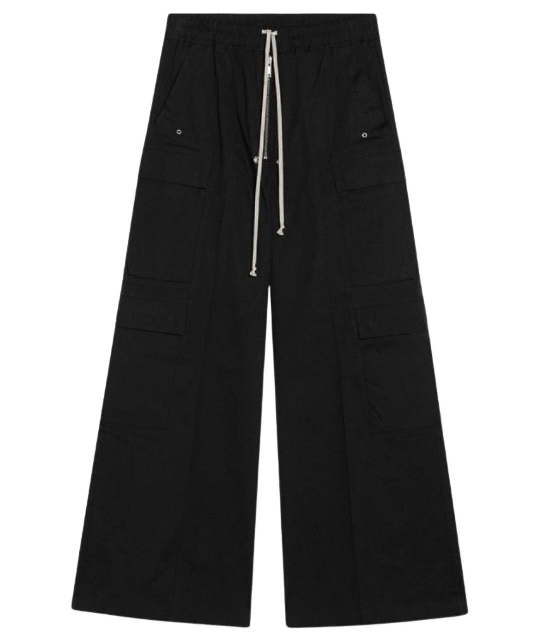 RICK OWENS Черные хлопковые повседневные брюки, фото 1