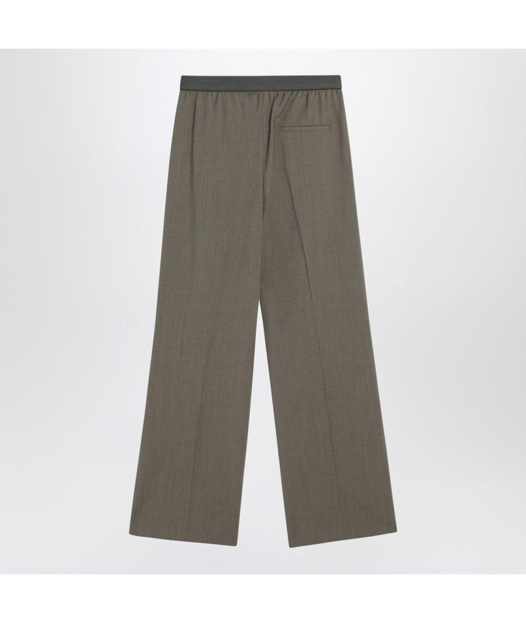 LOEWE Хаки шерстяные прямые брюки, фото 2