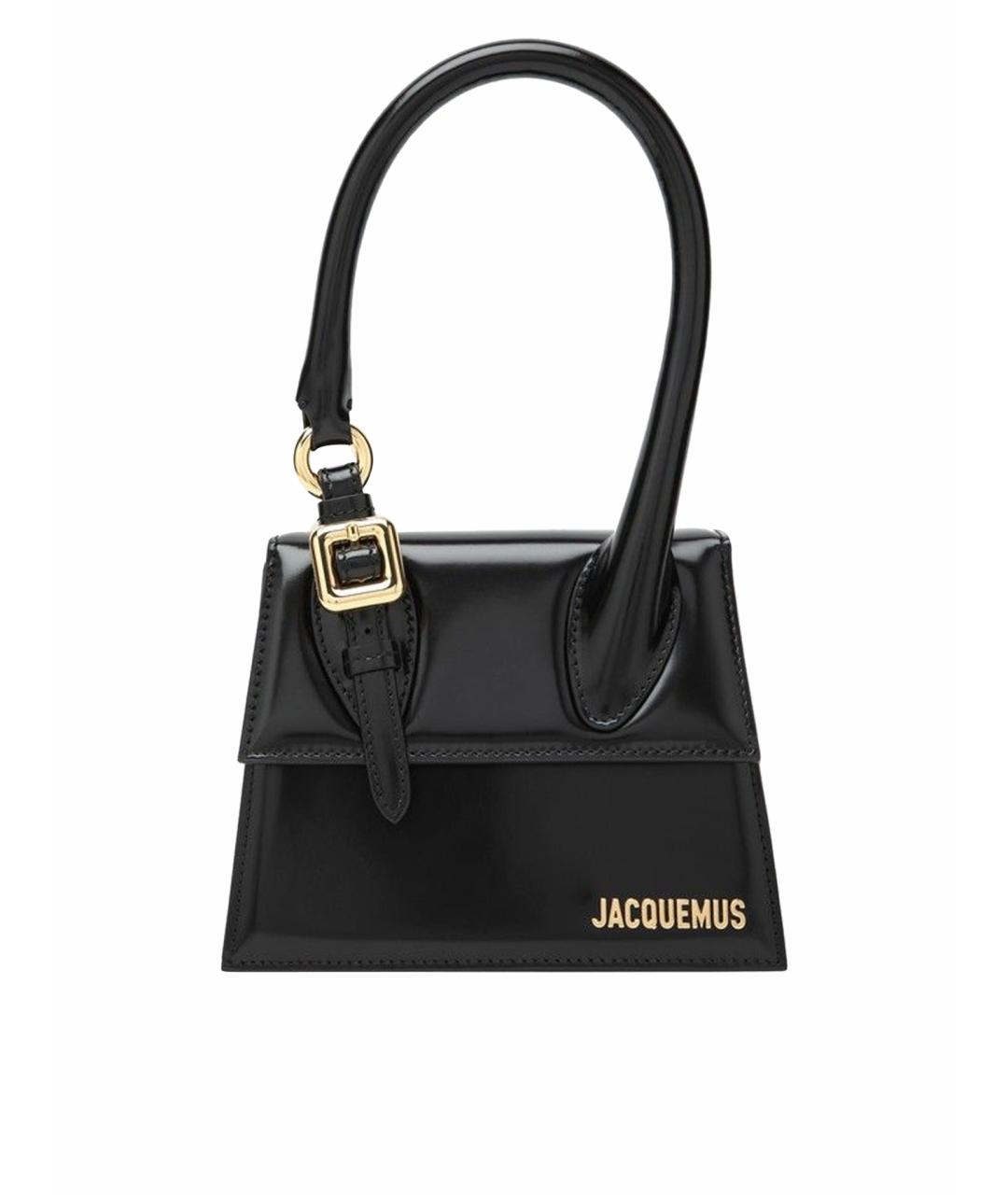 JACQUEMUS Черная кожаная сумка с короткими ручками, фото 1
