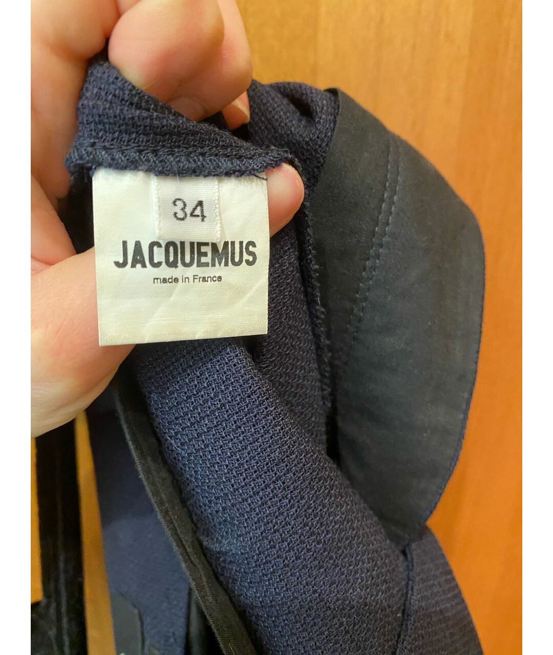 JACQUEMUS Темно-синие шерстяные прямые брюки, фото 7