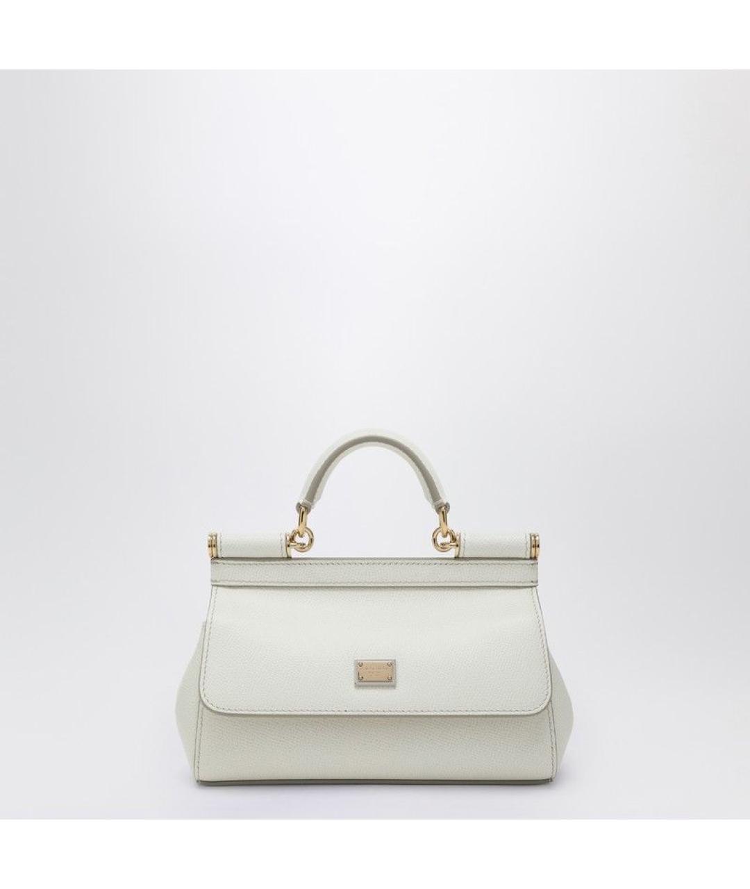 DOLCE&GABBANA Белая кожаная сумка с короткими ручками, фото 3