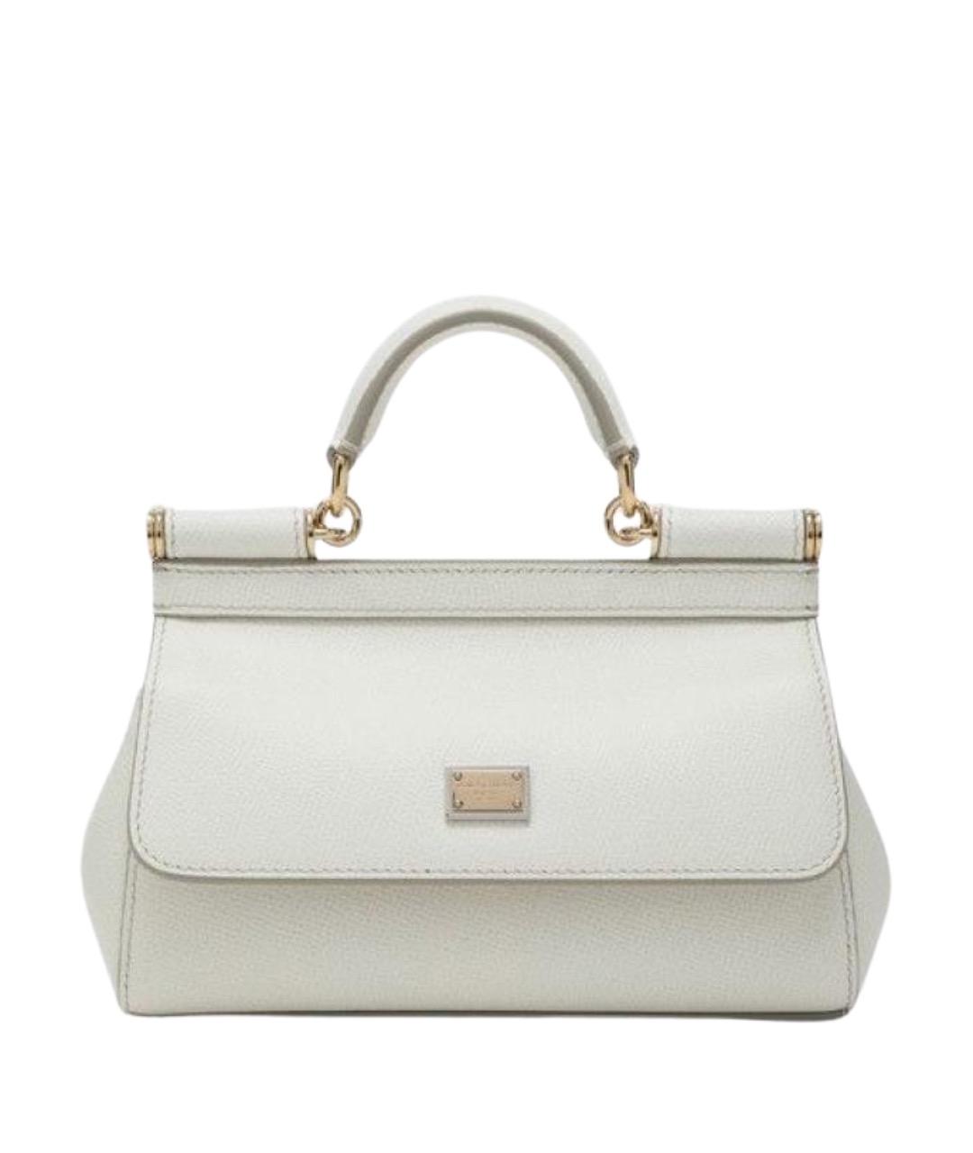 DOLCE&GABBANA Белая кожаная сумка с короткими ручками, фото 1