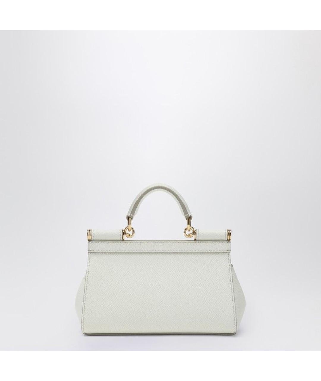 DOLCE&GABBANA Белая кожаная сумка с короткими ручками, фото 2