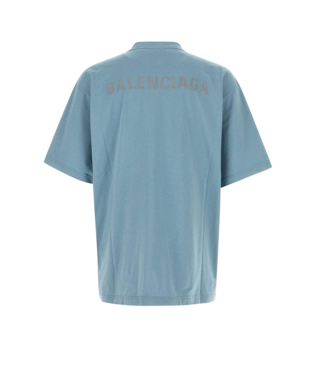 BALENCIAGA Голубая хлопковая футболка, фото 2