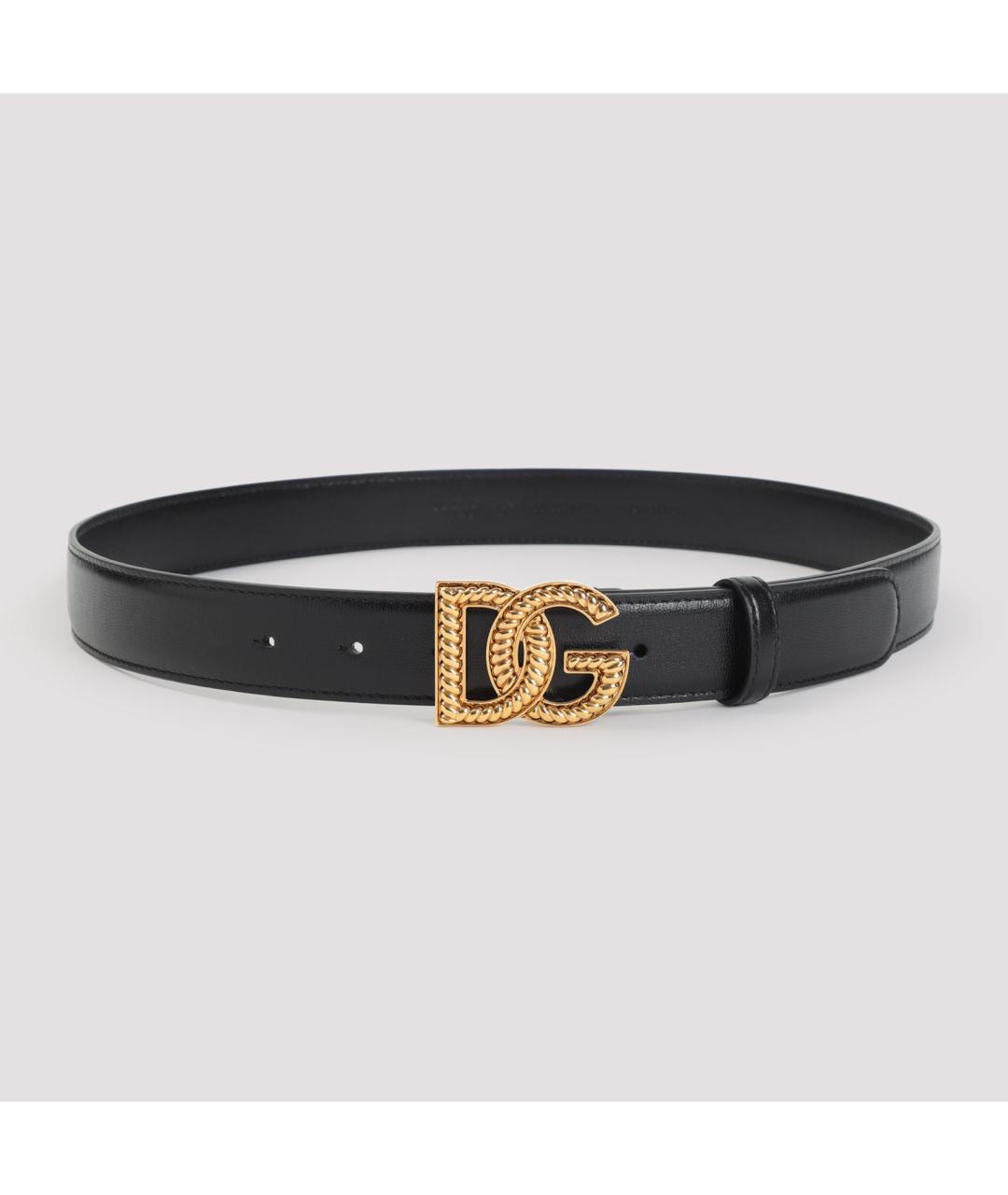 DOLCE&GABBANA Черный кожаный ремень, фото 2
