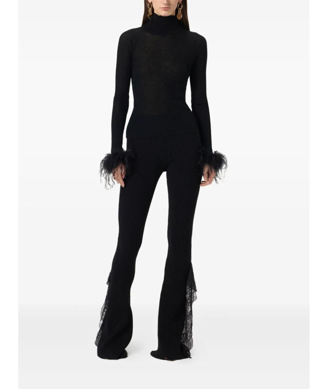 BLUMARINE Черные полиэстеровые прямые брюки, фото 2