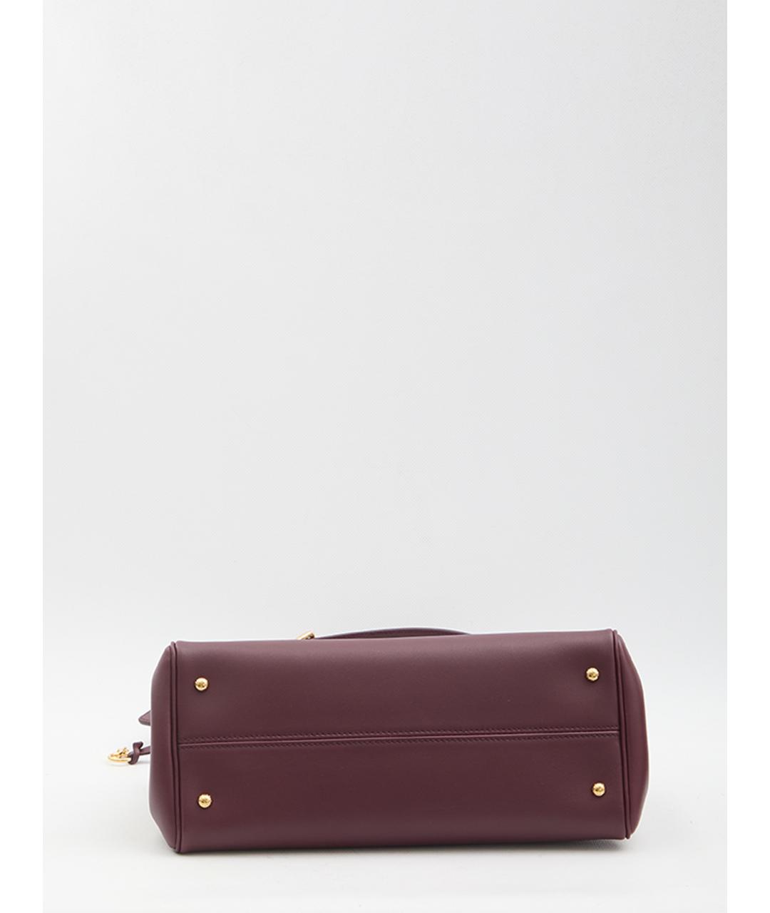 DOLCE&GABBANA Бордовая кожаная сумка с короткими ручками, фото 3