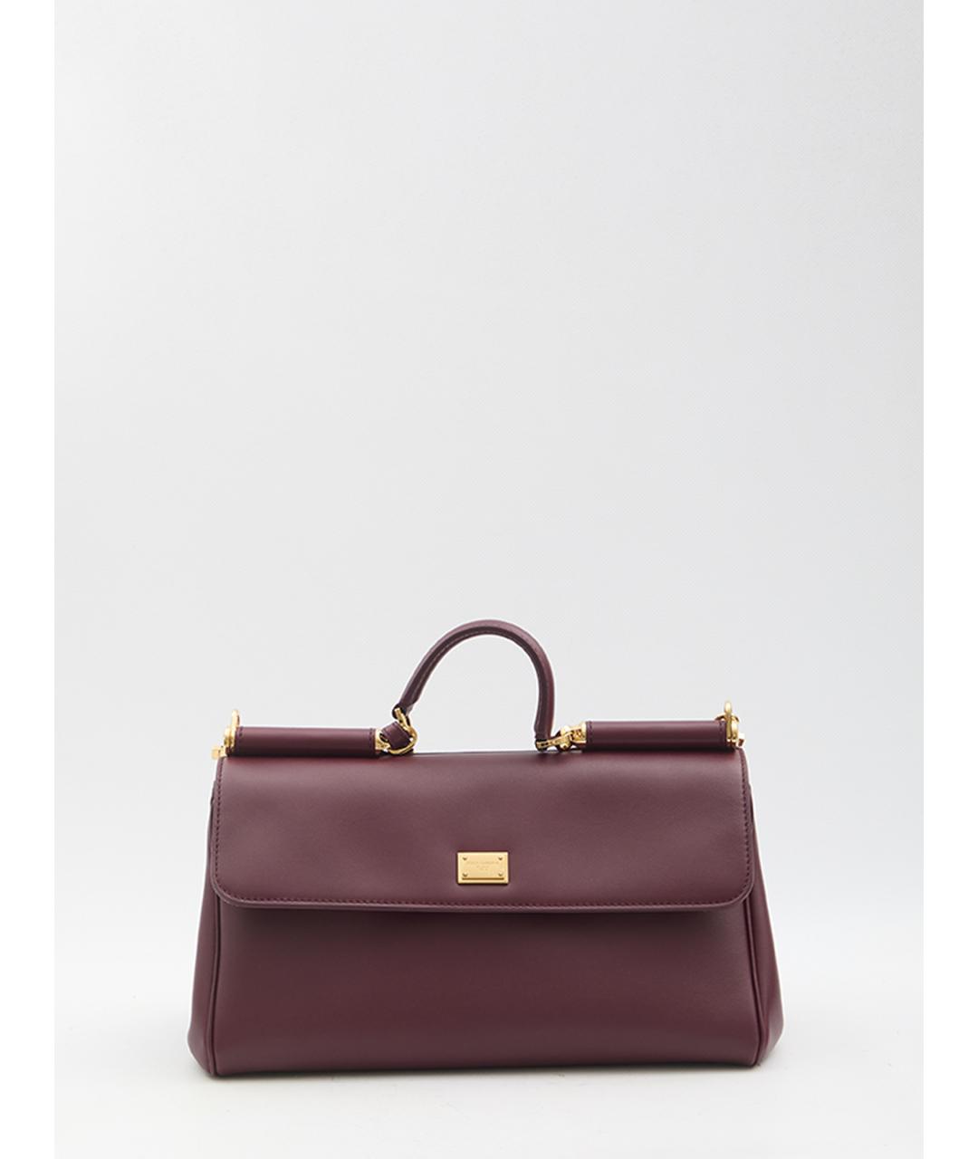 DOLCE&GABBANA Бордовая кожаная сумка с короткими ручками, фото 5