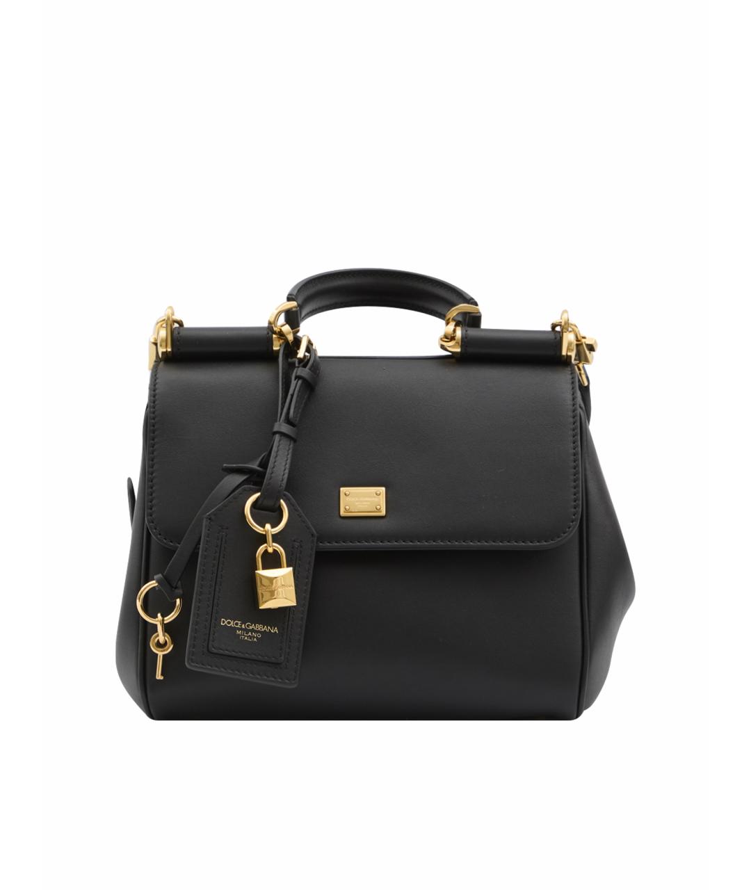 DOLCE&GABBANA Черная кожаная сумка с короткими ручками, фото 1