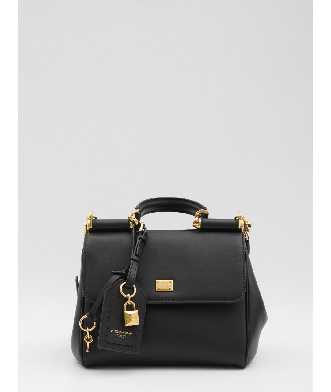 DOLCE&GABBANA Черная кожаная сумка с короткими ручками, фото 5