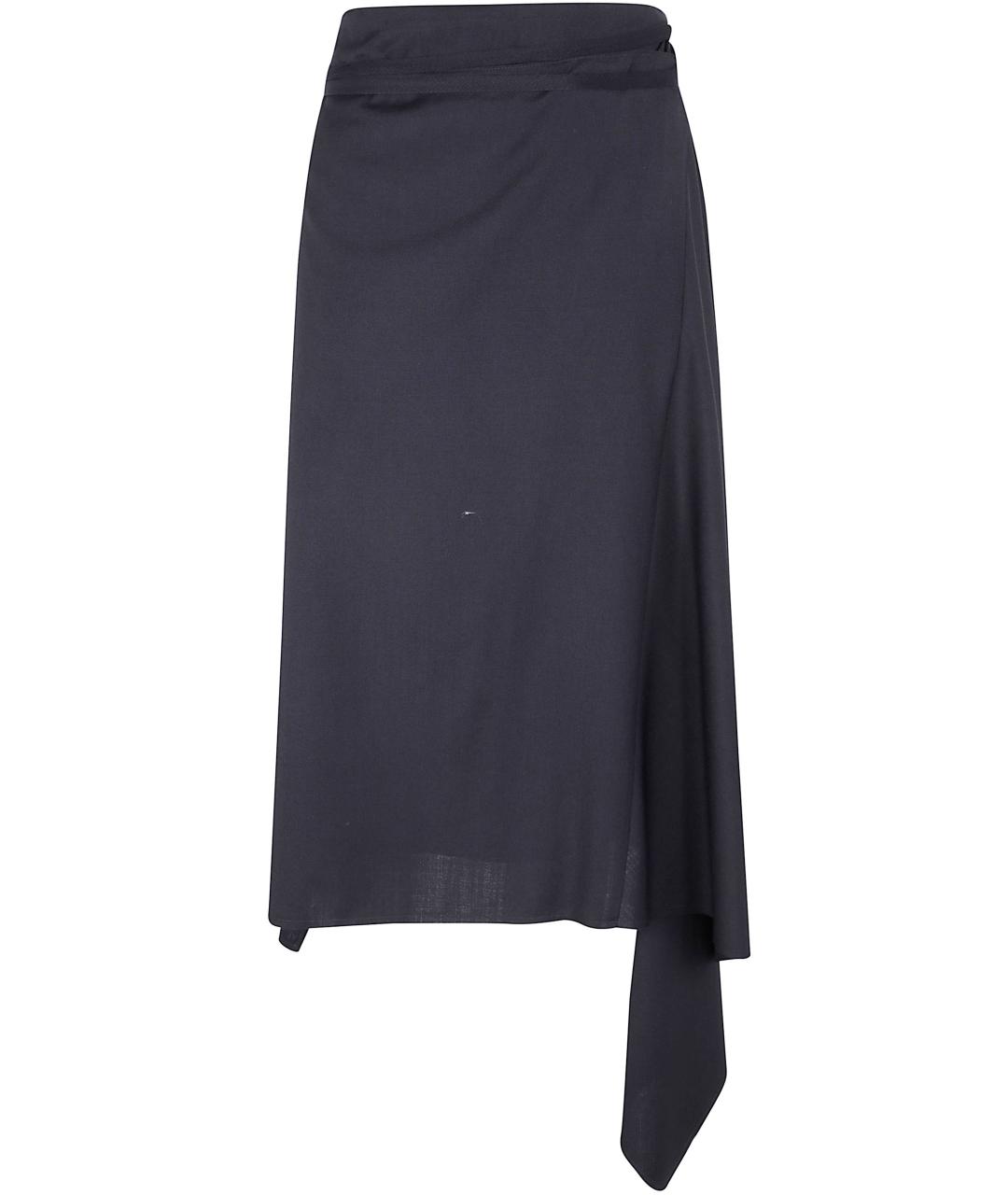 ANN DEMEULEMEESTER Антрацитовая шерстяная юбка миди, фото 1