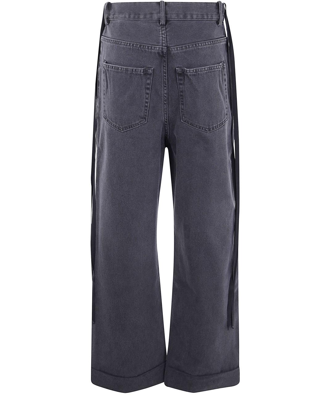 ANN DEMEULEMEESTER Антрацитовые хлопковые прямые джинсы, фото 2