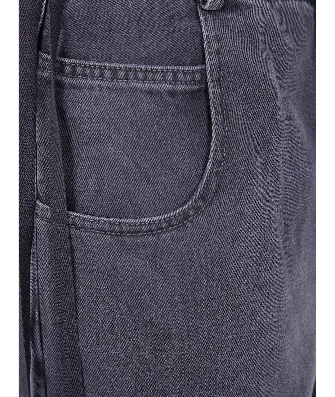 ANN DEMEULEMEESTER Антрацитовые хлопковые прямые джинсы, фото 3