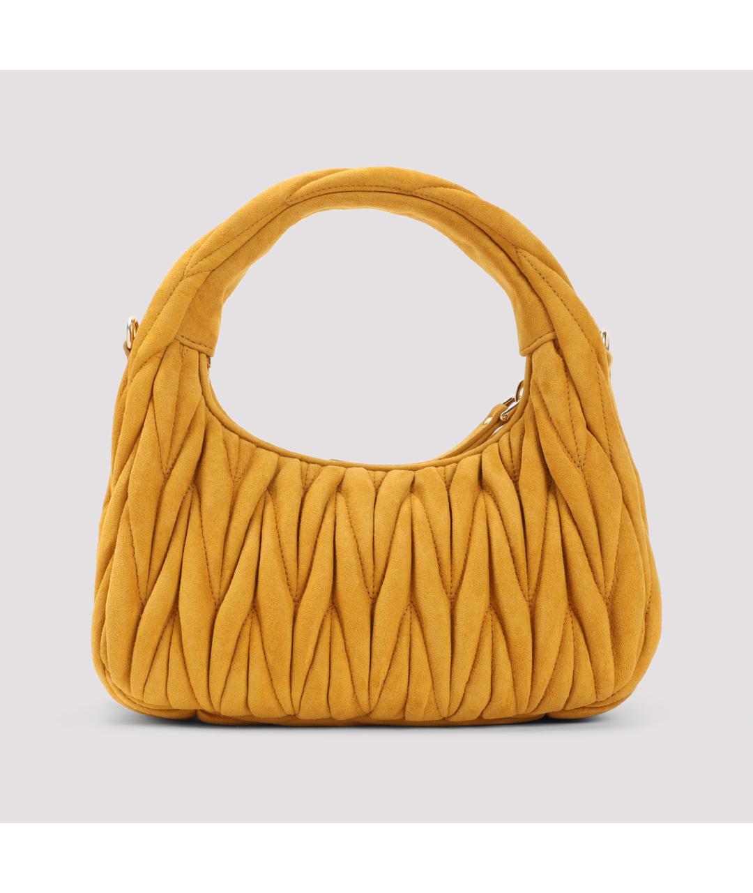 MIU MIU Оранжевая замшевая сумка с короткими ручками, фото 3