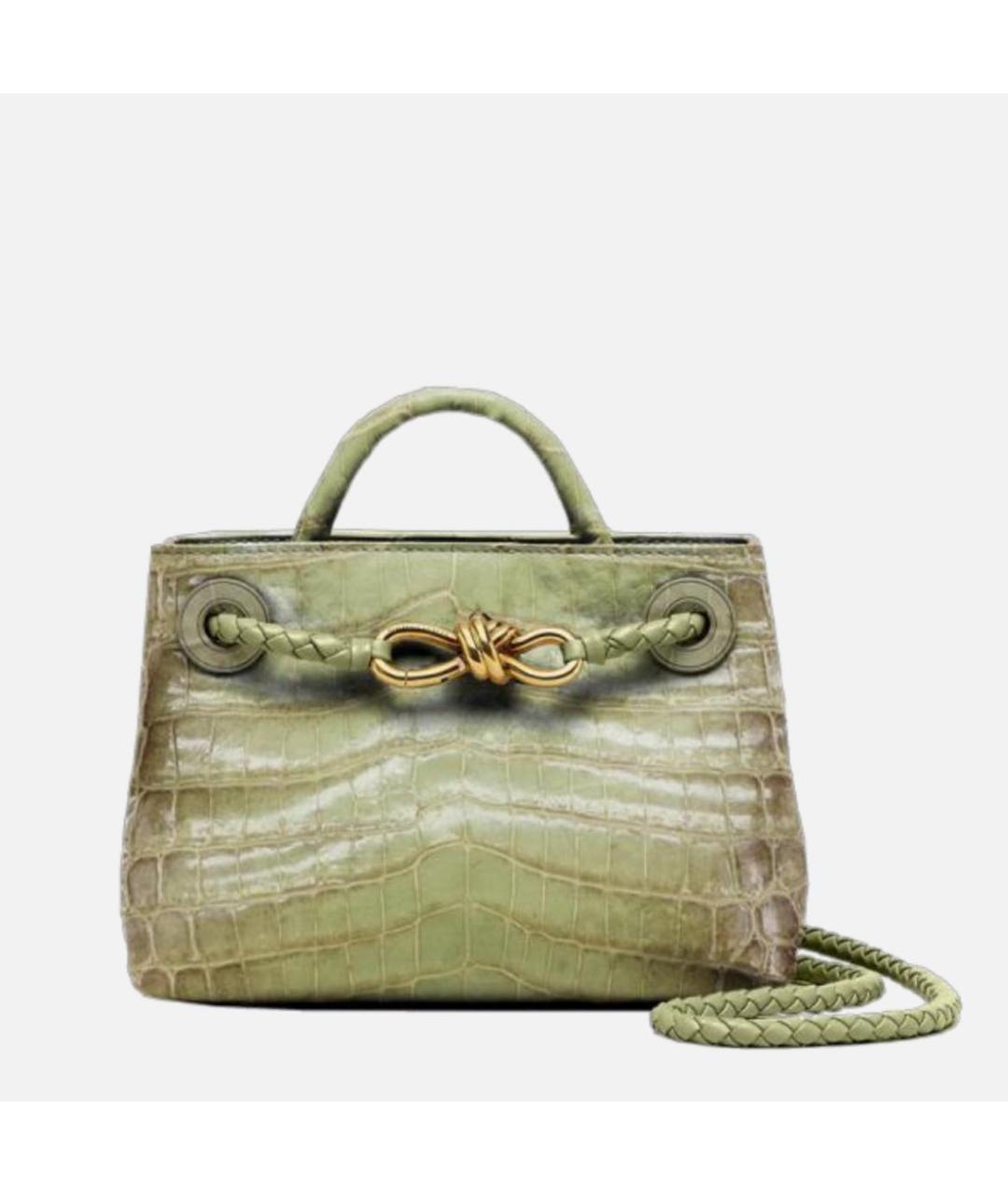 BOTTEGA VENETA Зеленая сумка через плечо из экзотической кожи, фото 2