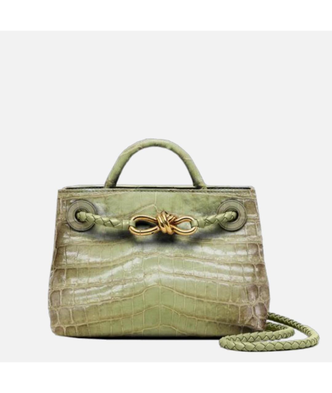 BOTTEGA VENETA Зеленая сумка через плечо из экзотической кожи, фото 3
