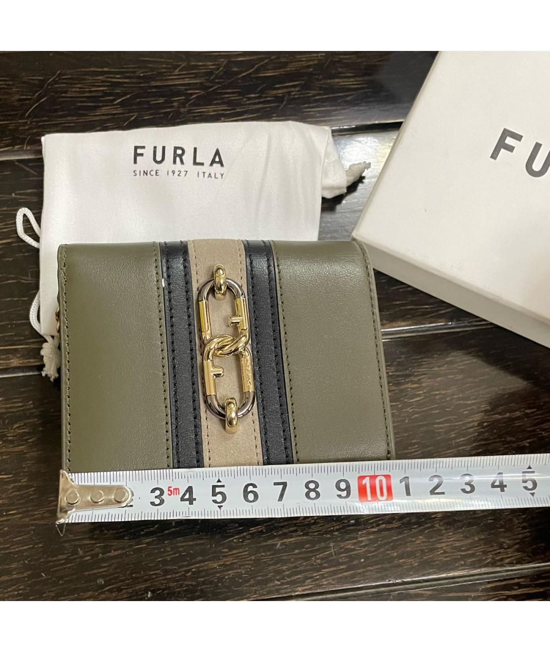 FURLA Хаки кожаный кошелек, фото 8