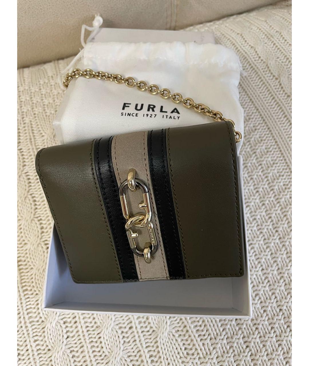 FURLA Хаки кожаный кошелек, фото 9