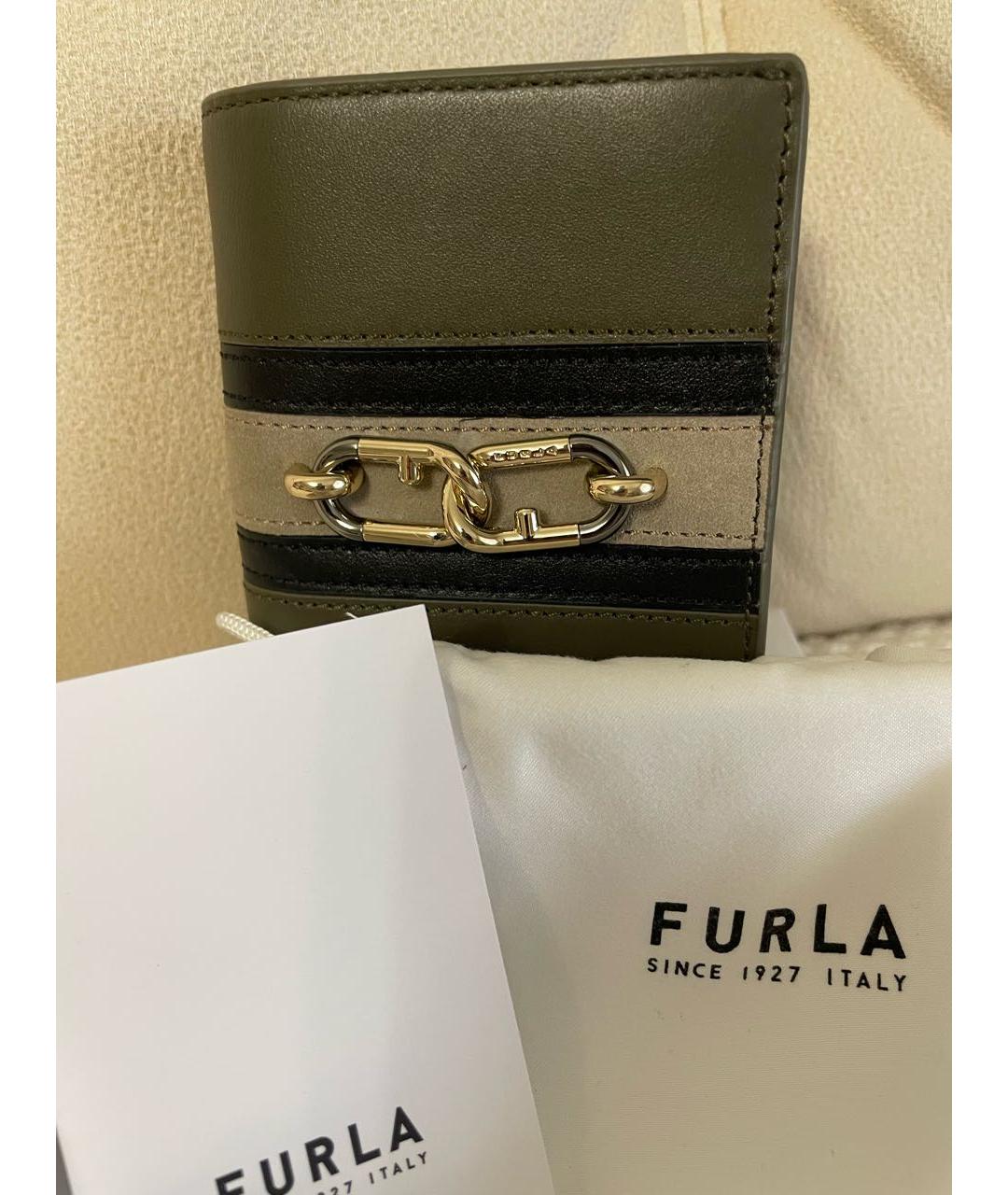 FURLA Хаки кожаный кошелек, фото 6