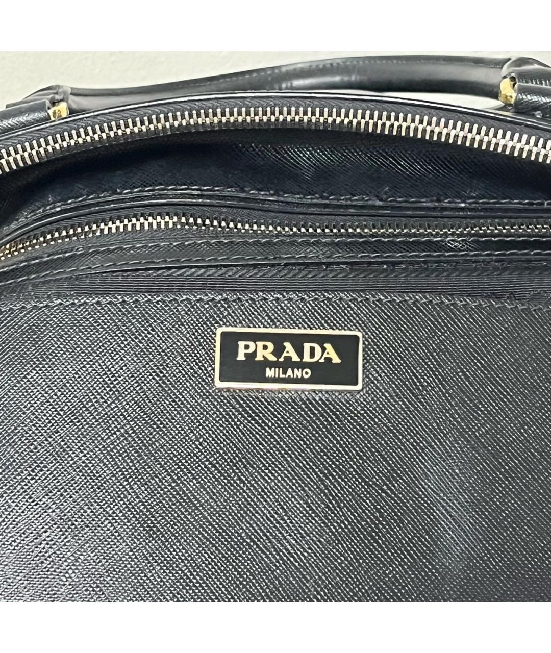 PRADA Черная кожаная сумка с короткими ручками, фото 5