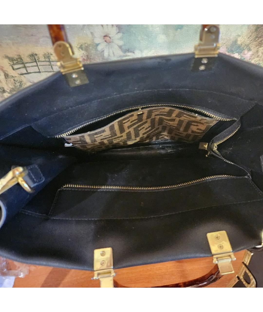 FENDI Черная кожаная сумка через плечо, фото 2