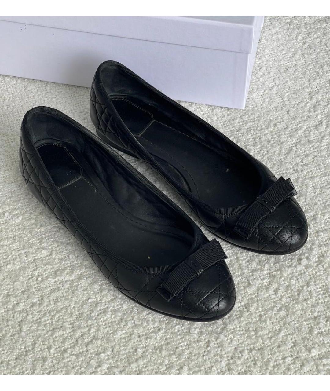 CHRISTIAN DIOR Черные кожаные балетки, фото 2