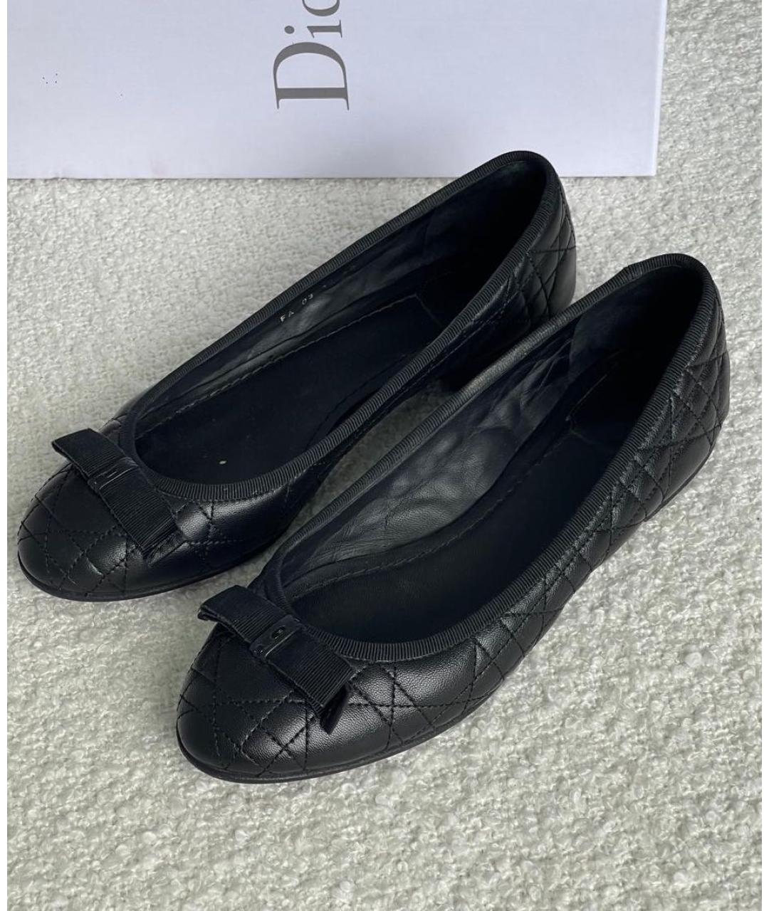 CHRISTIAN DIOR Черные кожаные балетки, фото 3