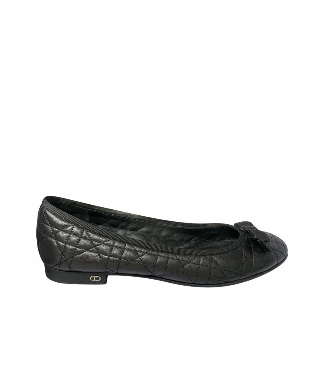 CHRISTIAN DIOR Черные кожаные балетки, фото 1