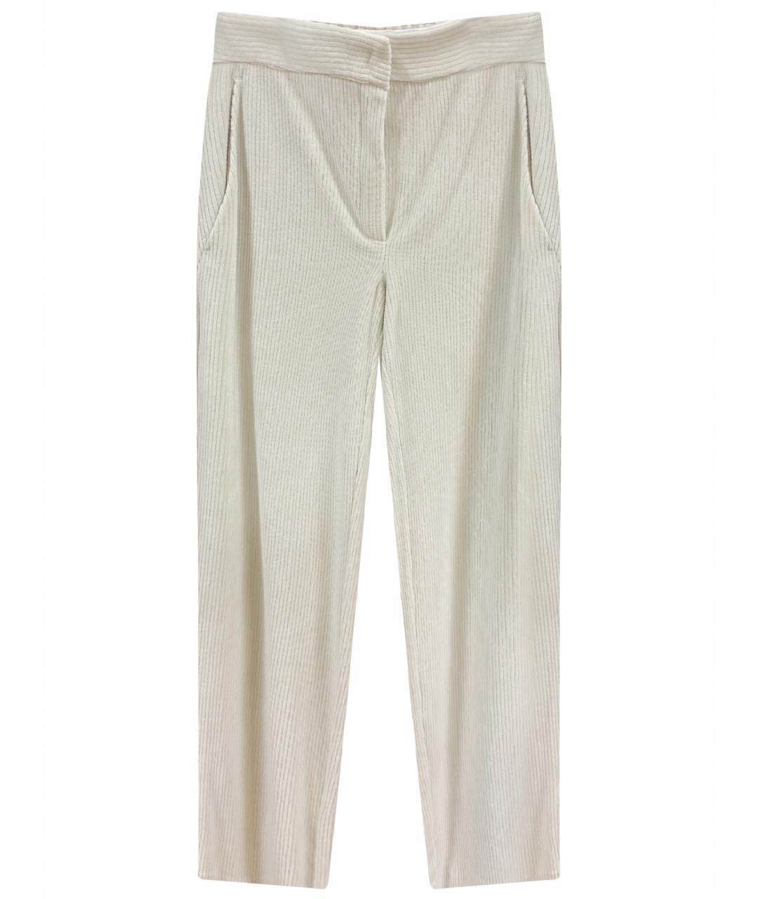 MAX MARA Бежевые хлопко-эластановые прямые брюки, фото 1