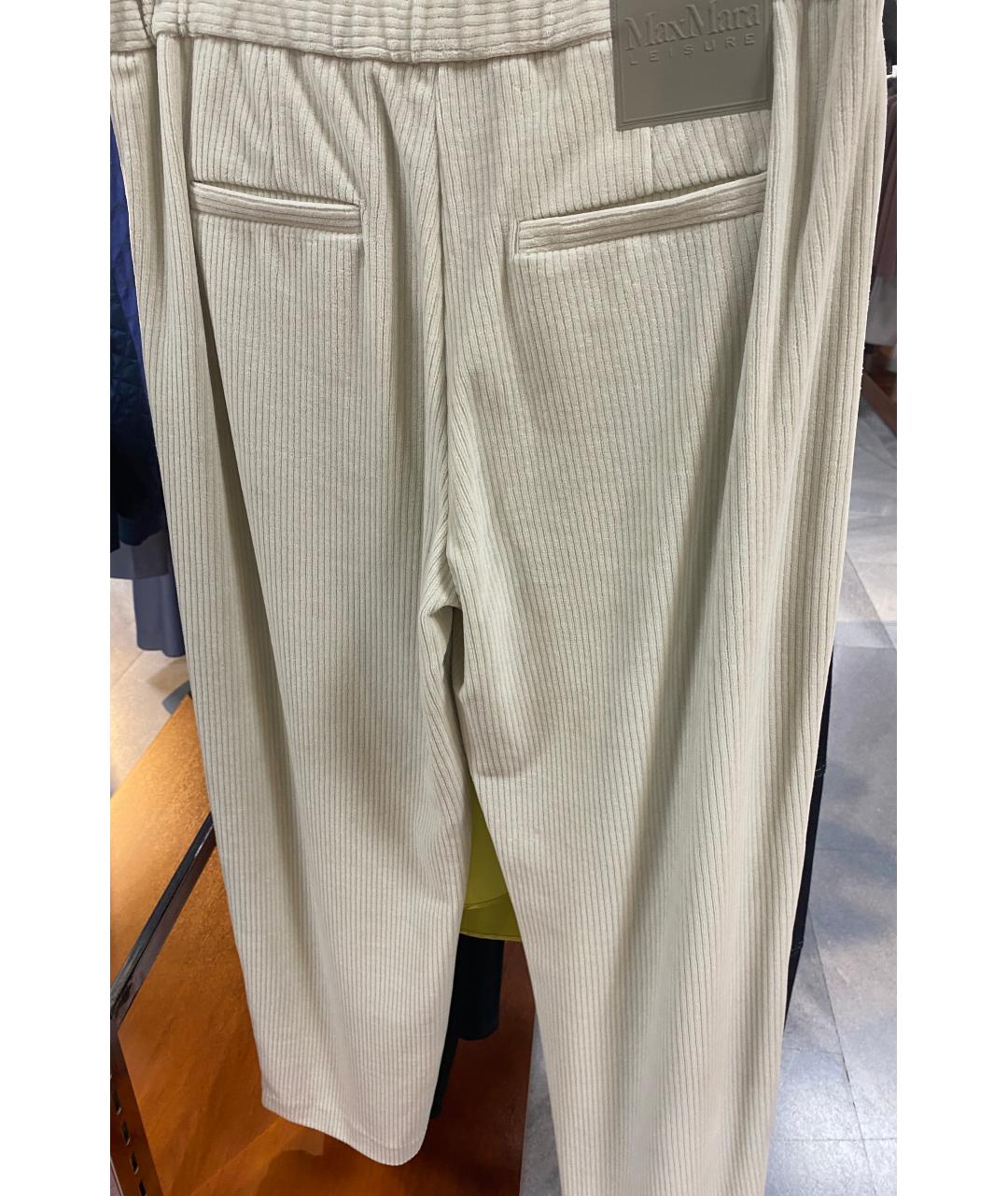 MAX MARA Бежевые хлопко-эластановые прямые брюки, фото 2