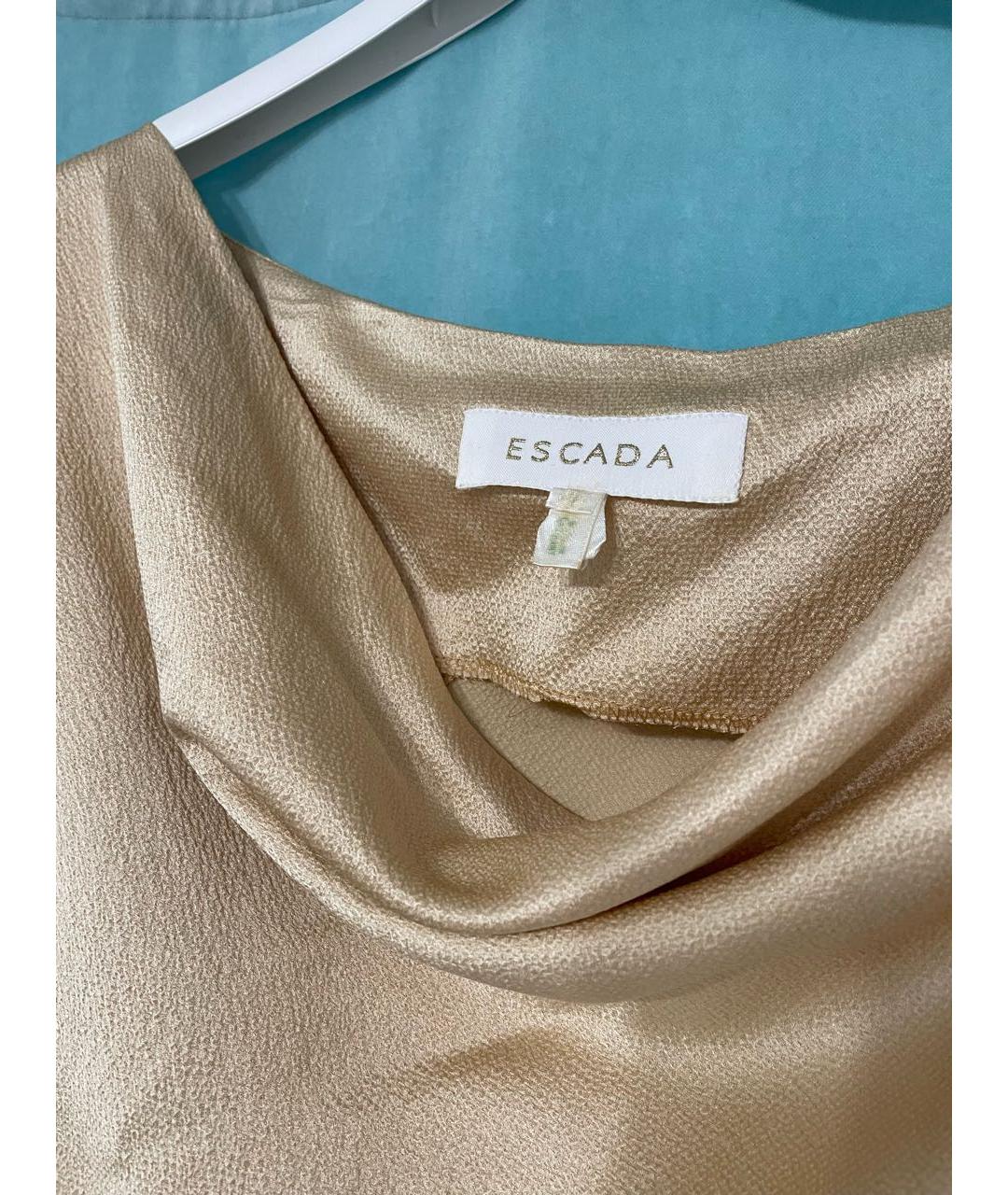 ESCADA Золотое шелковое вечернее платье, фото 4