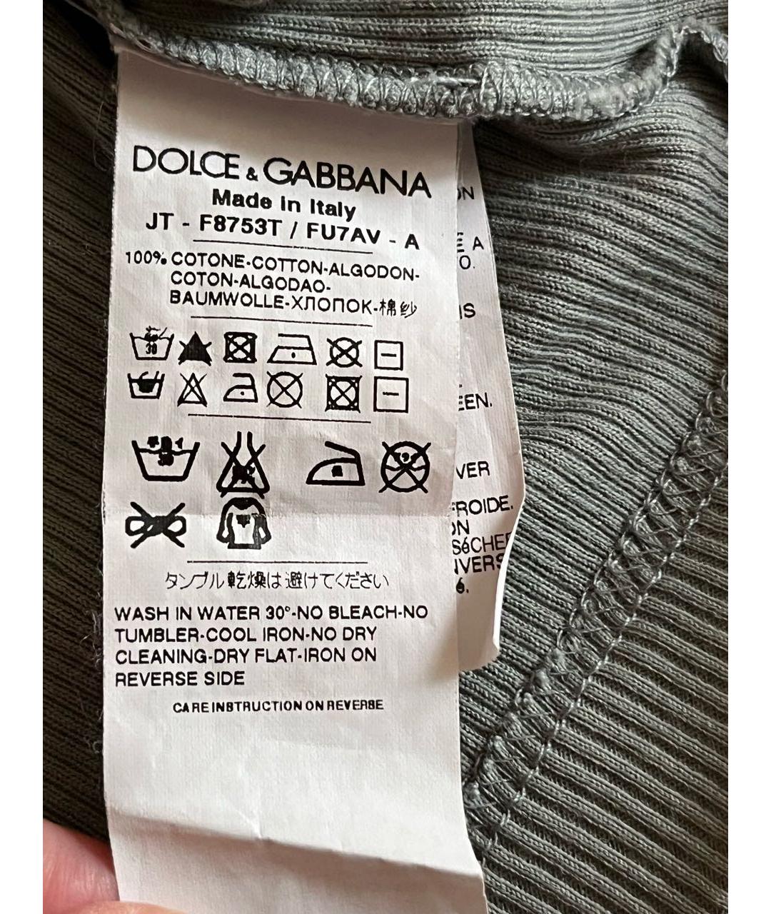 DOLCE&GABBANA Серая хлопковая майка, фото 5
