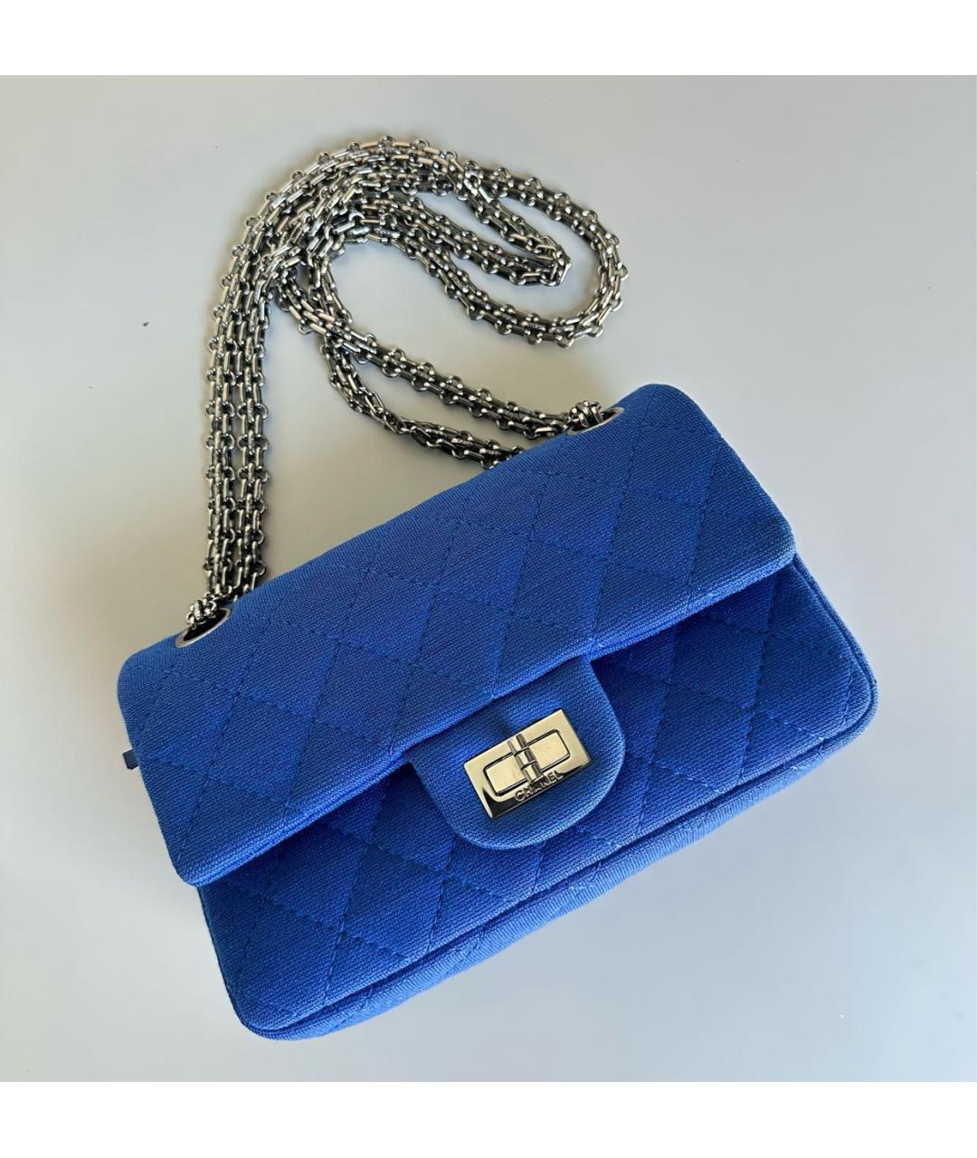 CHANEL Синяя тканевая сумка через плечо, фото 7