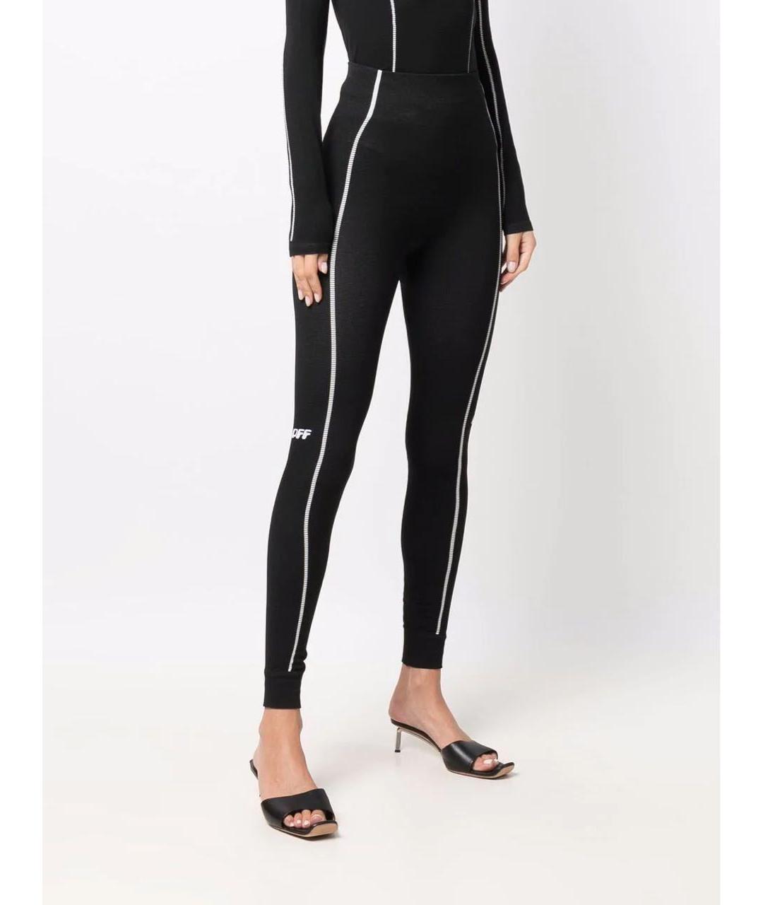OFF-WHITE Черные хлопко-эластановые леггинсы и велосипедки, фото 2