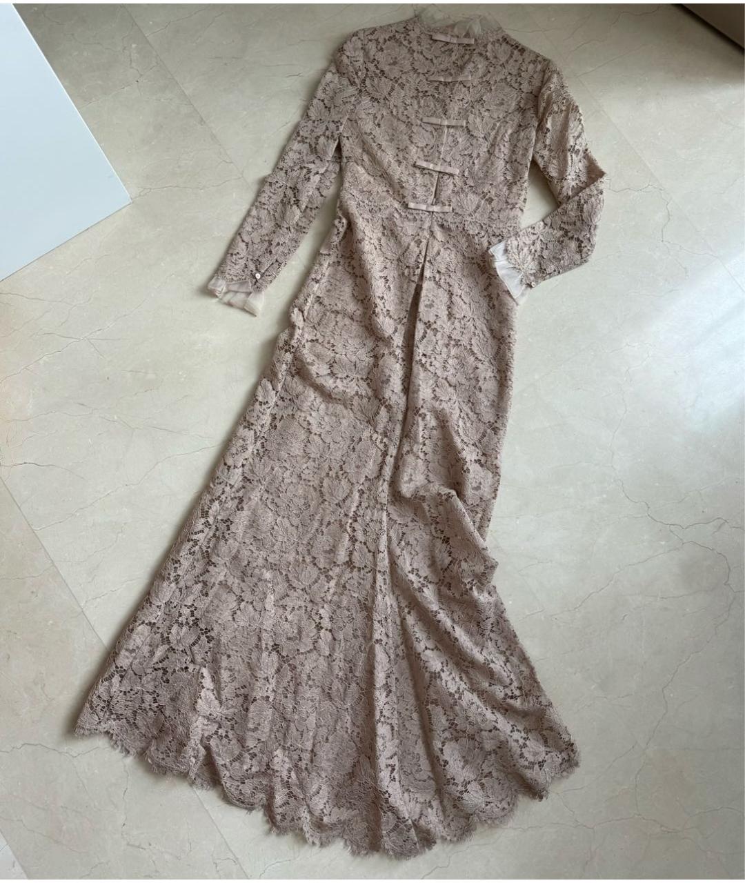 VALENTINO Бежевое хлопковое вечернее платье, фото 2
