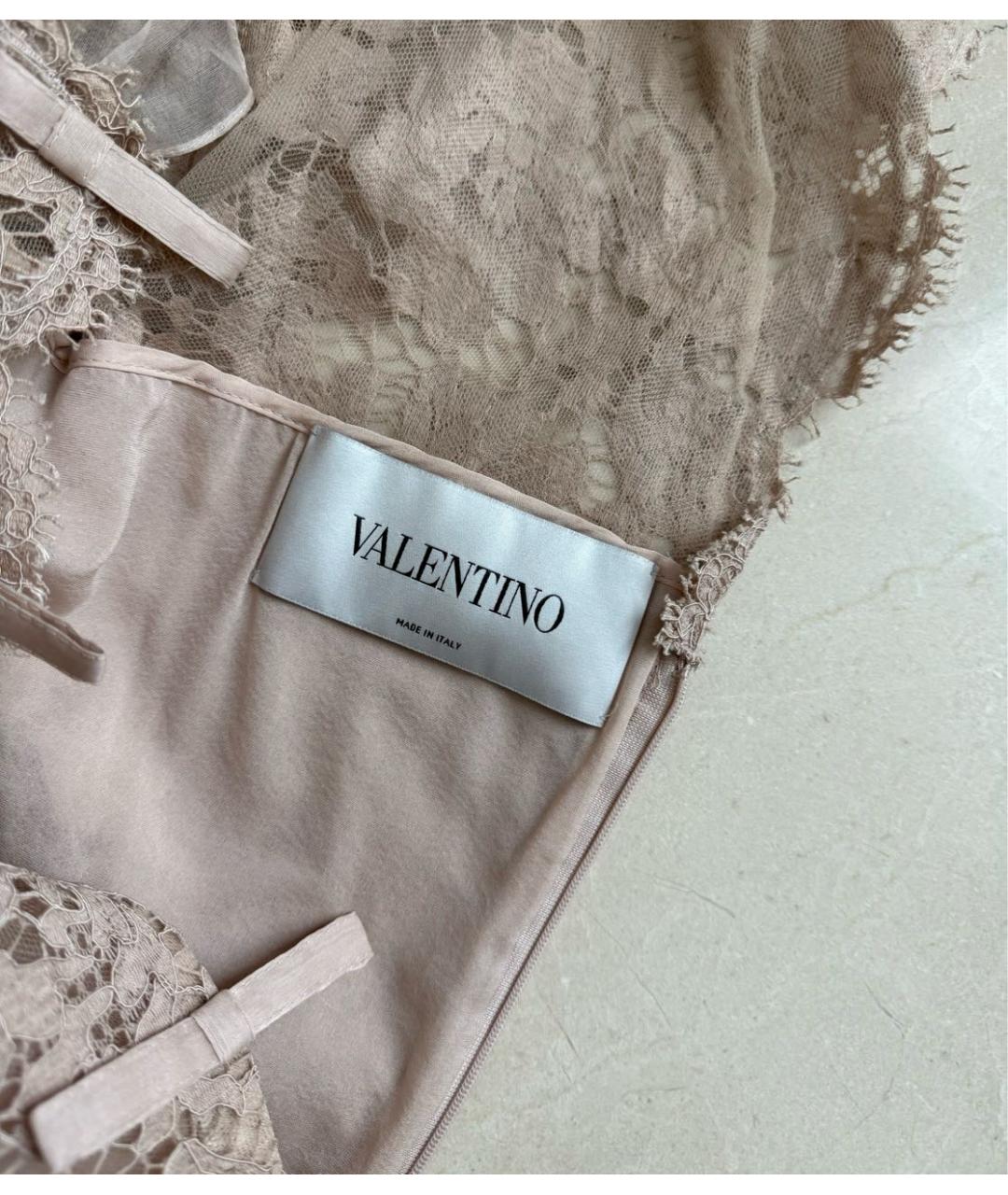 VALENTINO Бежевое хлопковое вечернее платье, фото 5