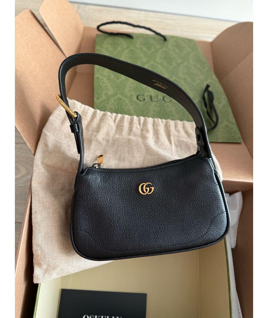 GUCCI Черная кожаная сумка через плечо, фото 2