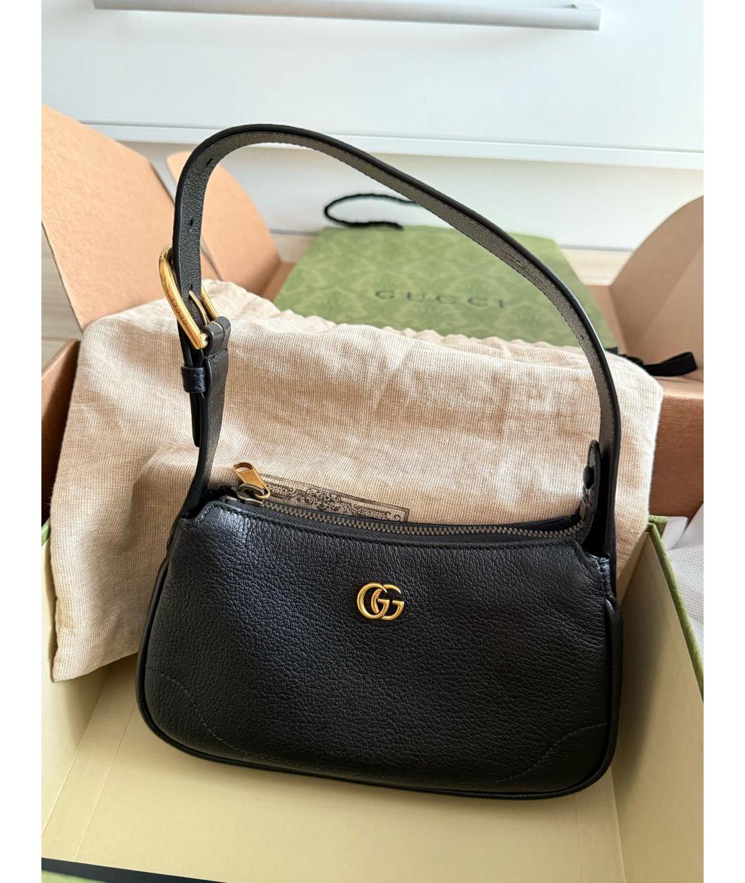 GUCCI Черная кожаная сумка через плечо, фото 8