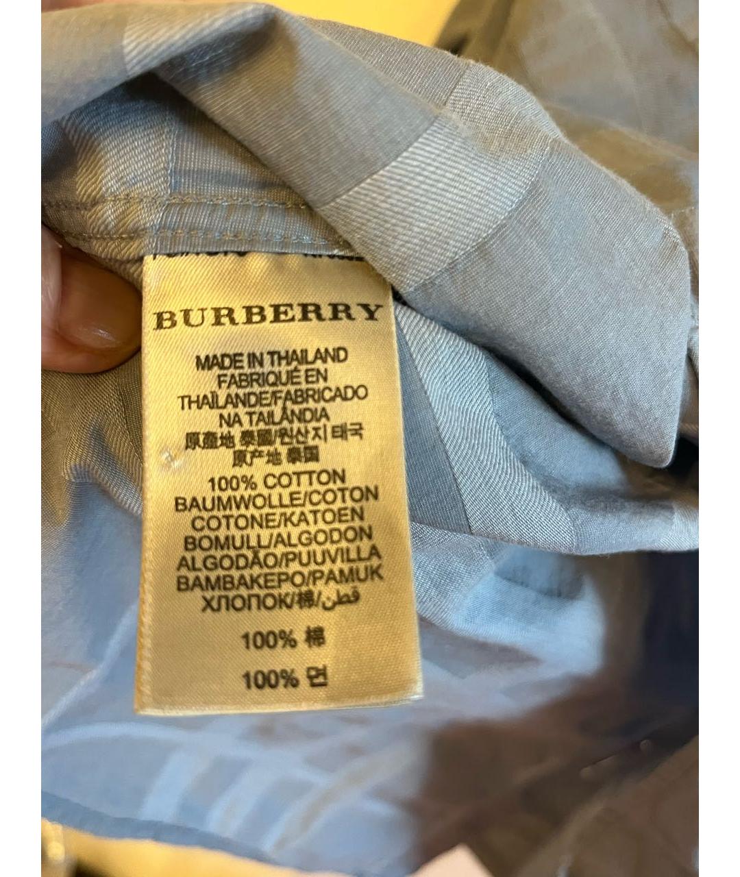 BURBERRY Серая хлопковая кэжуал рубашка, фото 5