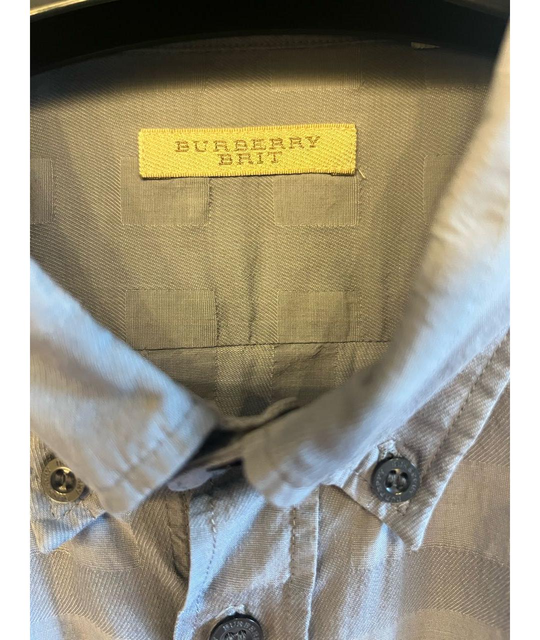 BURBERRY Серая хлопковая кэжуал рубашка, фото 3