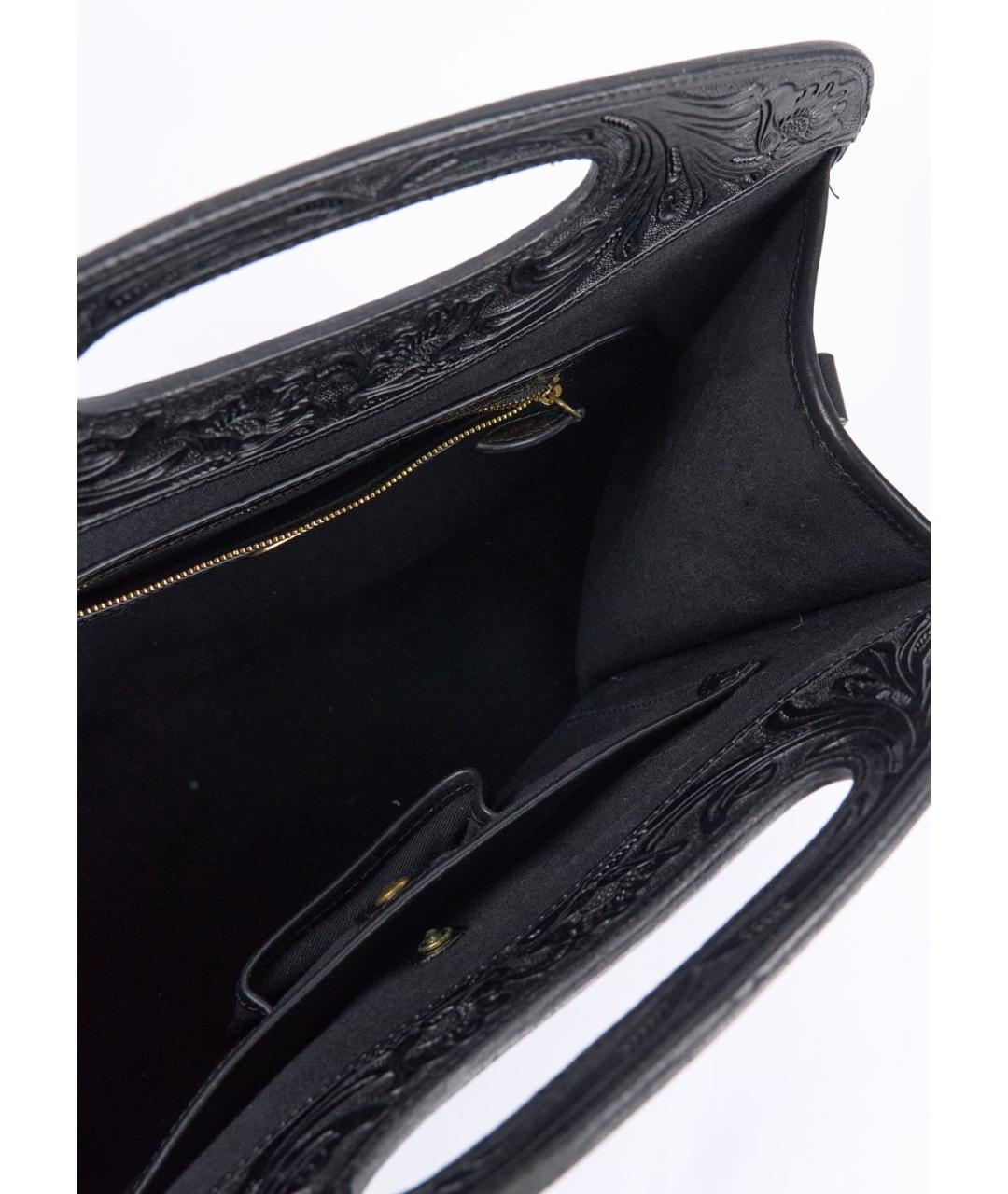 RALPH LAUREN Черная кожаная сумка с короткими ручками, фото 4