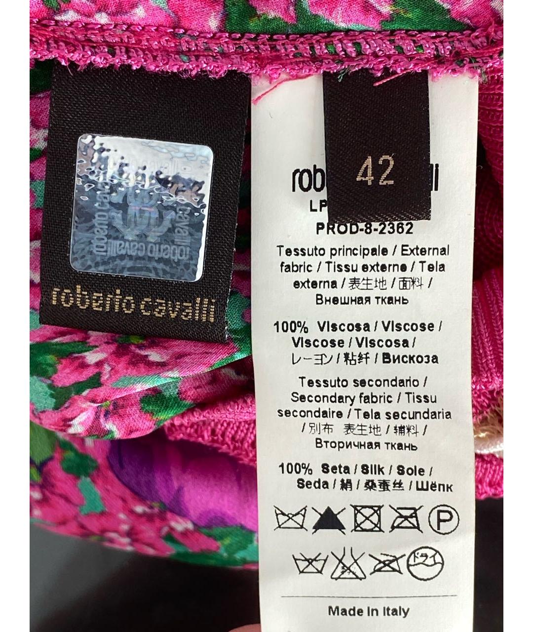 ROBERTO CAVALLI Розовая шелковая майка, фото 8