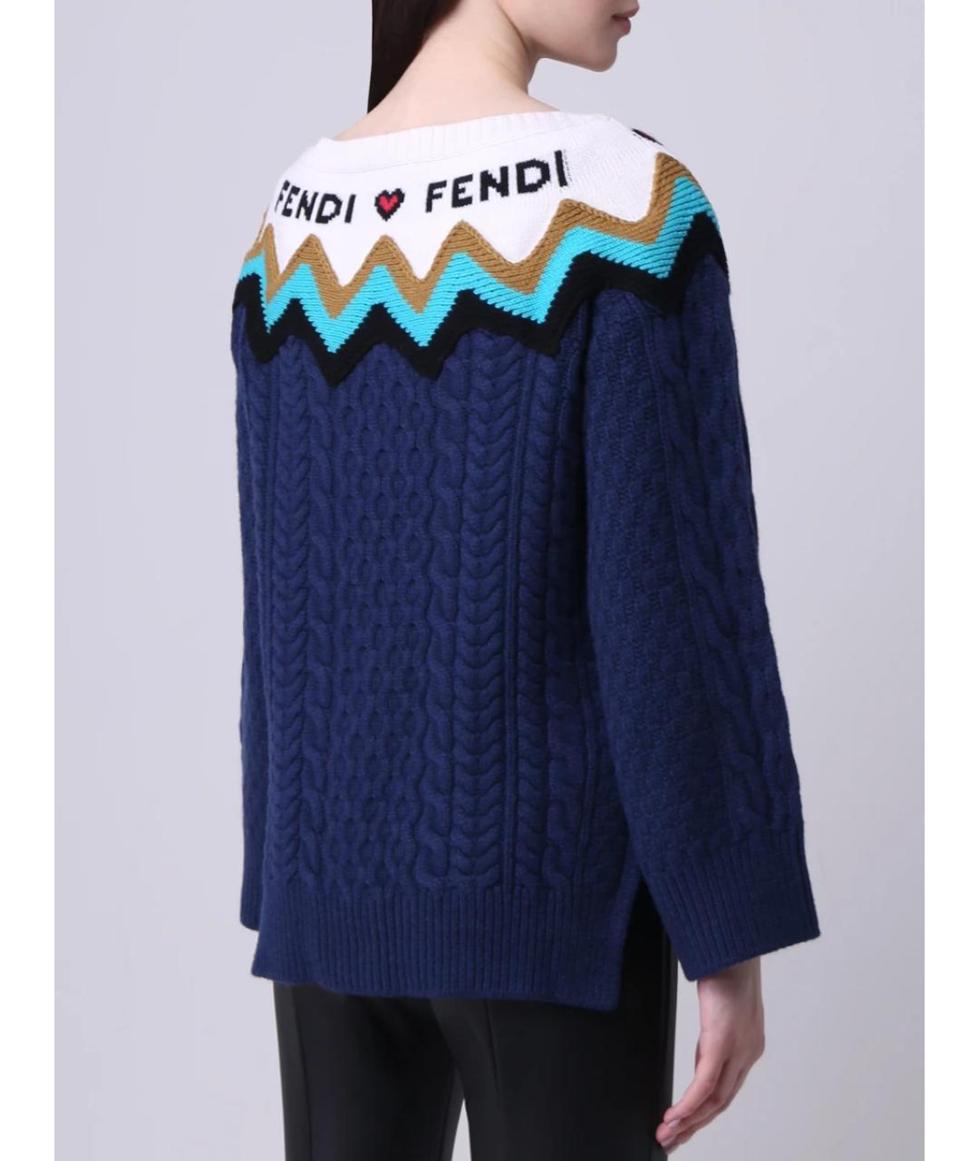 FENDI Синий джемпер / свитер, фото 4