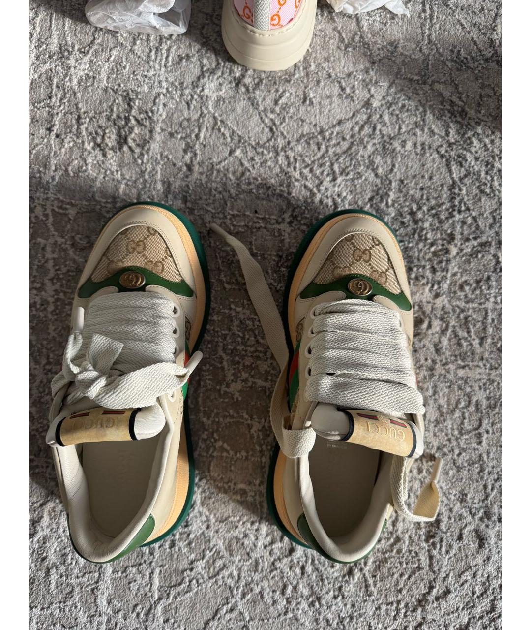 GUCCI Бежевые кожаные кеды, фото 3